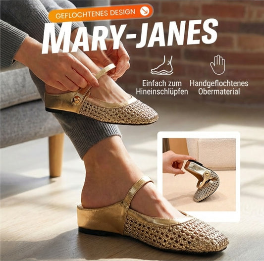 🌞Frühlingserwachen: 50% Rabatt!👡 Damen Gewebte Mary-Jane-Mules mit Quadratspitze – Atmungsaktiv, verstellbarer Riemen & bequemer Schlupfstil