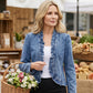 🧥 LIMITED-TIME 50% RABATT! ✨ Damen-Jeansjacke – Rüschenbesatz, Offenes Vorderteil, Leicht, Vielseitig ✨