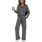 🔥LETZTER TAG 50 % RABATT💓Set aus Damen-Oberteil mit Rundhalsausschnitt und Hose mit Kordelzug💯