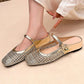 🌞Frühlingserwachen: 50% Rabatt!👡 Damen Gewebte Mary-Jane-Mules mit Quadratspitze – Atmungsaktiv, verstellbarer Riemen & bequemer Schlupfstil