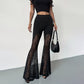 📢📢50 % RABATT!! ⏰Ausgestellte Hose mit transparentem Blumenmuster und Spitzeneinsatz