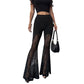 📢📢50 % RABATT!! ⏰Ausgestellte Hose mit transparentem Blumenmuster und Spitzeneinsatz