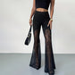 📢📢50 % RABATT!! ⏰Ausgestellte Hose mit transparentem Blumenmuster und Spitzeneinsatz