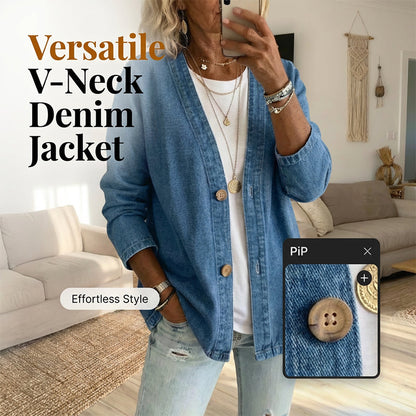 🧥Neu eingetroffen – 40 % Rabatt!🍊Klassische Jeansjacke für Damen mit Knopfleiste