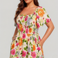 🏖️Sommer-Sonderangebot: 50 % Rabatt🏝️👗Midi-Kleid mit Blumenmuster, Smok-Details, quadratischem Ausschnitt und Taschen💃